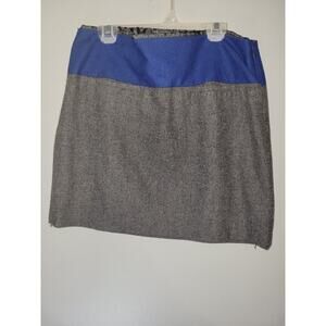 GAP Mini Skirt Women Sz 4 Blue Gray Wool Blend Lined Side Zip